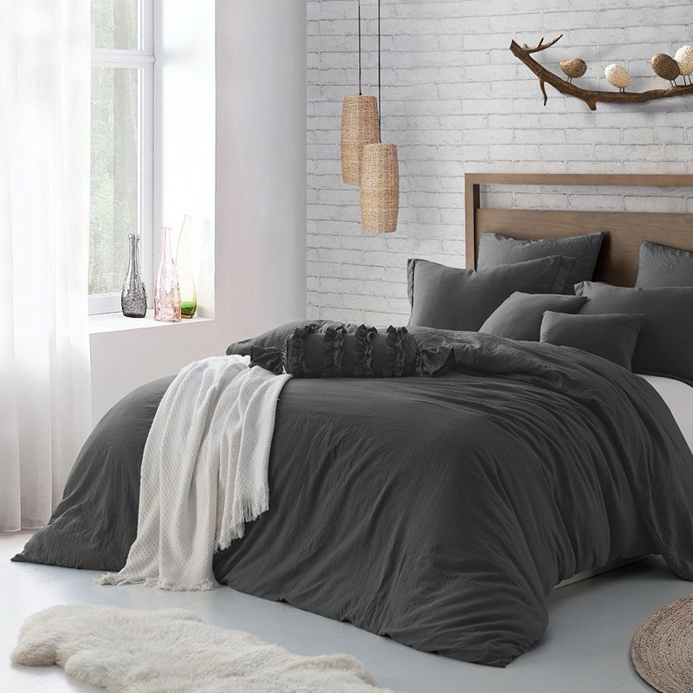 Gray Textured Duvet Cover Set